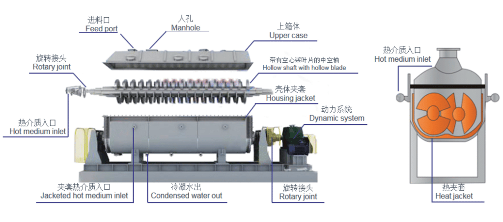Structure diagram of hollow blade paddle dryer