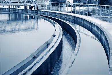 Modern urban sewage treatment plant treats sewage