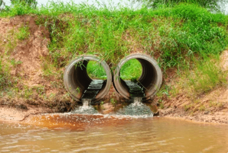 Black wastewater from factories and wastewater ponds