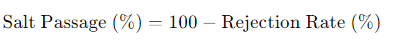 Salt transmission rate formula for industrial reverse osmosis