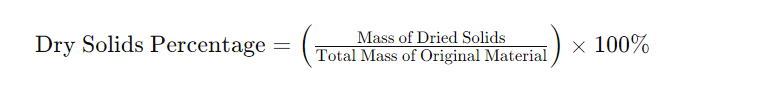 Formula for calculating percentage of dry solids