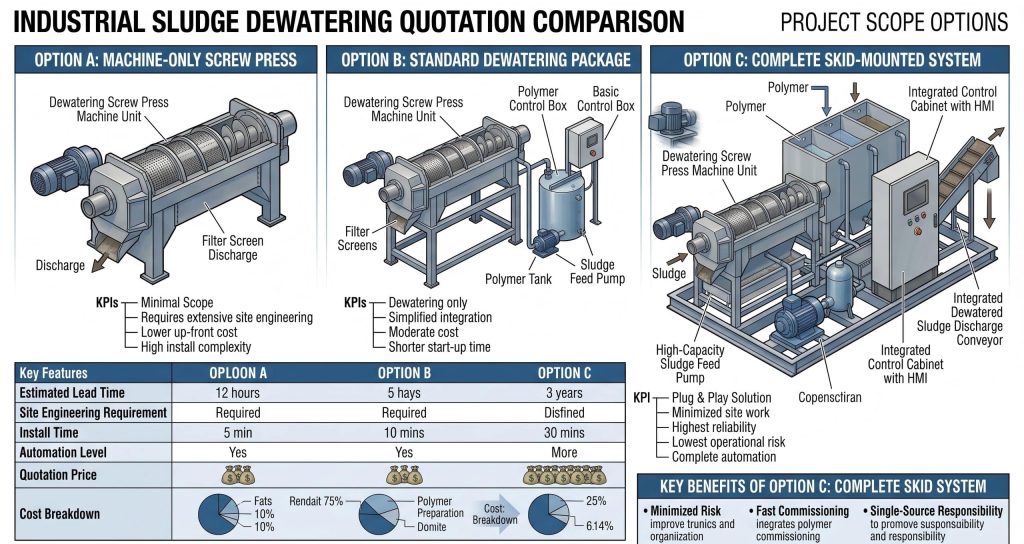Screw press price comparison by system configuration